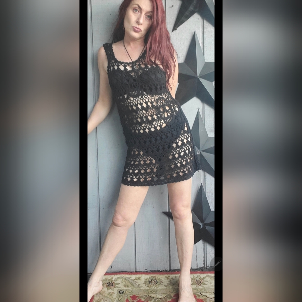 Tripp NYC black crochet Skull  mini dress medium